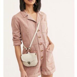 Free People Elaine Utility Shortalls Workwear, Size M Pink Dusty Rose Festival.